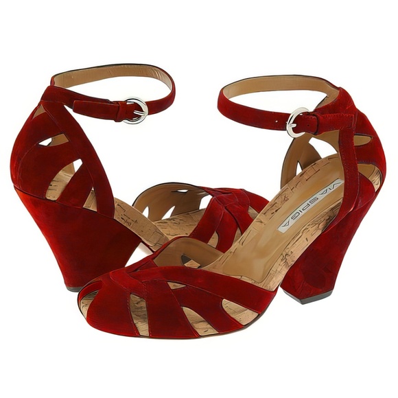 VIA SPIGA Retro 40's Red Shoes Sz. 7 Sandals - Picture 1 of 11